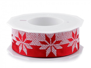 Vánoční stuha vločka s drátem šíře 40 mm