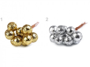 Vánoční dekorační kuličky s glitry a drátkem Ø12 mm