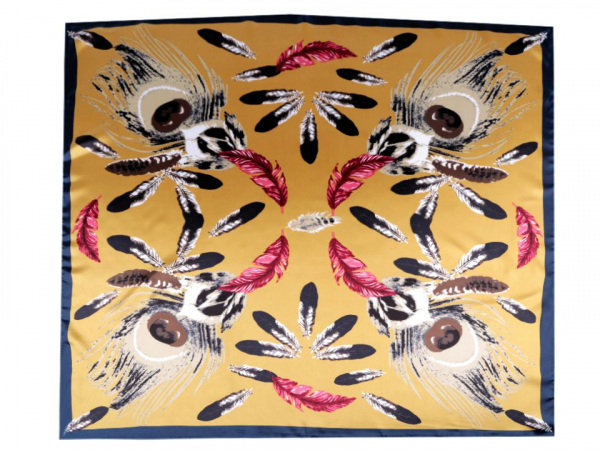 Saténový šátek pírka 60x60 cm