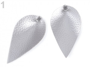 Polotovar list / kapka z eko kůže s kovovým kroužkem, metalický