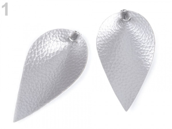 Polotovar list / kapka z eko kůže s kovovým kroužkem, metalický