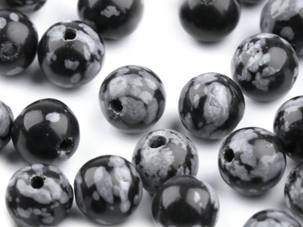 Minerální korálky Obsidián vločkový Ø6 mm