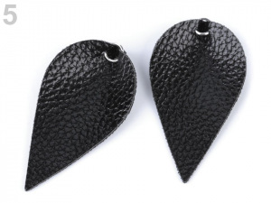 Polotovar list / kapka z eko kůže s kovovým kroužkem, metalický