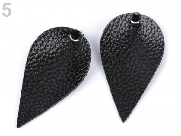 Polotovar list / kapka z eko kůže s kovovým kroužkem, metalický