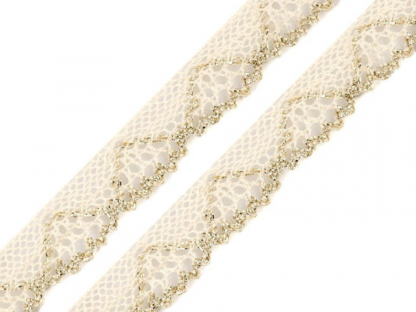 Bavlněná krajka šíře 14 mm s lurexem