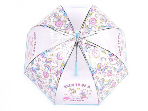 Dívčí průhledný vystřelovací deštník jednorožec