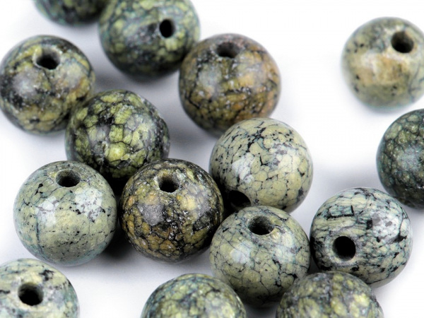 Minerální korálky Serpentin ruský zelený Ø6 mm