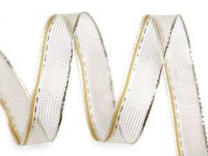 Stuha s lurexem a drátem šíře 15 mm