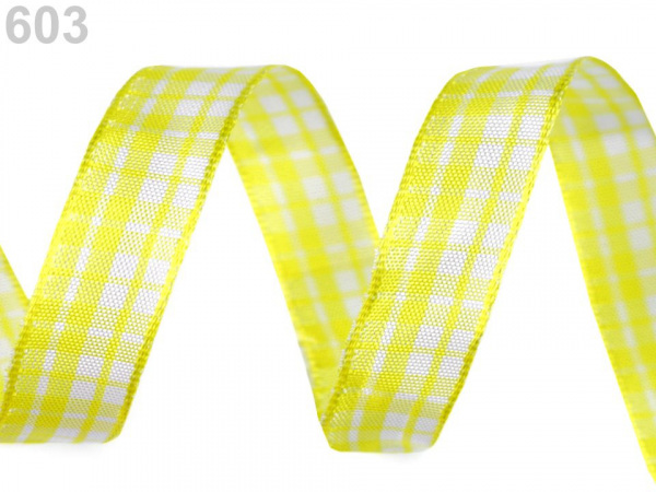 Károvaná stuha s drátem šíře 15 mm