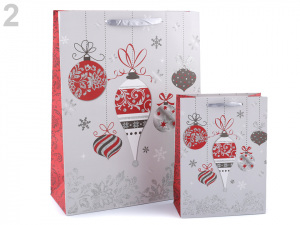 Dárková taška vánoční s glitry, sada 2 velikostí
