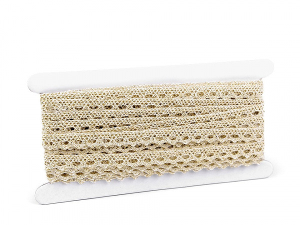 Krajka s lurexem šíře 11 mm paličkovaná