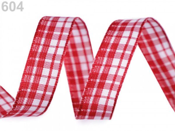 Károvaná stuha s drátem šíře 15 mm
