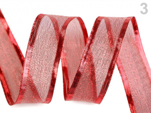 Stuha s lurexem a drátem šíře 25 mm