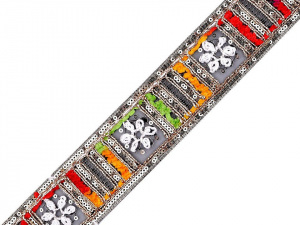 Prýmek / vzorovka s flitry šíře 45 mm, imitace sametu