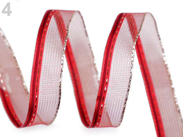 Stuha s lurexem a drátem šíře 15 mm