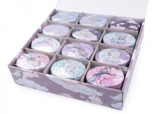 Plechová oválná krabička jednorožec