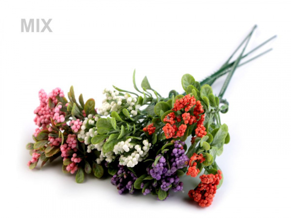 Umělá větvička s bobulemi a listy k aranžování