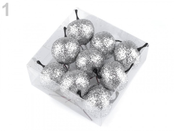 Vánoční dekorace jablko s glitry