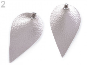 Polotovar list / kapka z eko kůže s kovovým kroužkem, metalický