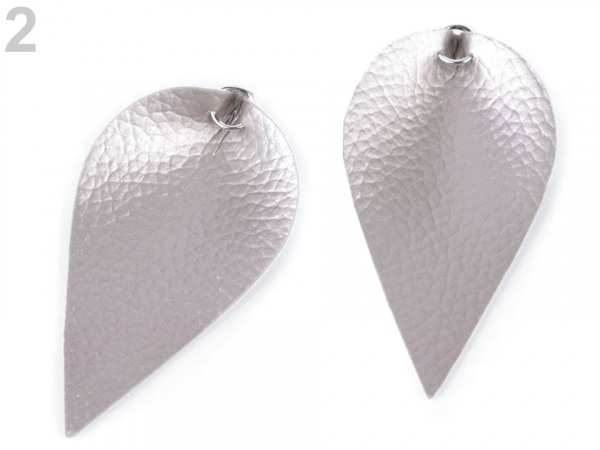 Polotovar list / kapka z eko kůže s kovovým kroužkem, metalický