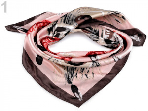 Saténový šátek pírka 60x60 cm