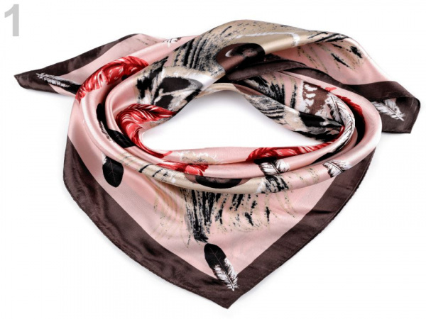 Saténový šátek pírka 60x60 cm