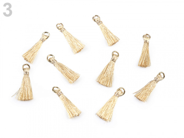 Mini střapec s očkem délka 12 mm s lurexem