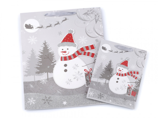 Dárková taška vánoční s glitry, sada 2 velikostí