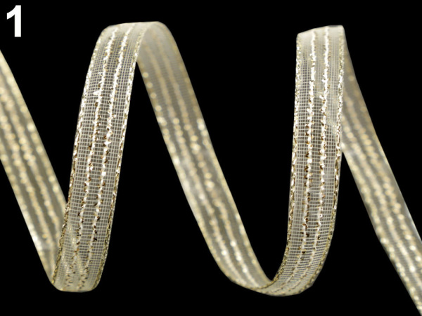 Vánoční / svatební stuha s lurexem šíře 8 mm