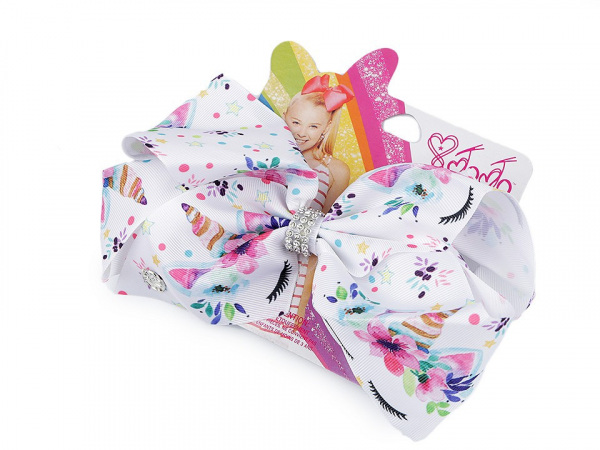 Spona do vlasů velká mašle jednorožec