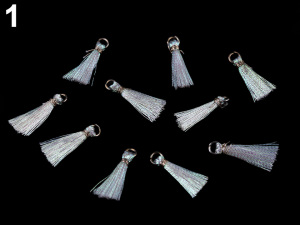 Mini střapec s očkem délka 12 mm s lurexem