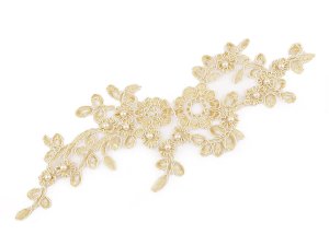 Lurexová aplikace / vsadka na monofilu 11,5x30 cm s perlami, na společenské šaty