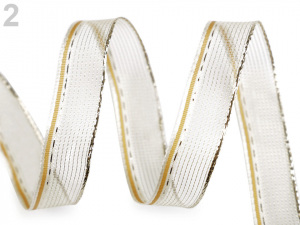 Stuha s lurexem a drátem šíře 15 mm