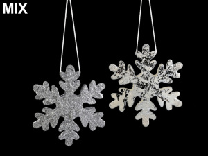 Kovová dekorace 3D vločky Ø7,4 cm