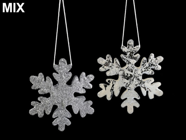 Kovová dekorace 3D vločky Ø7,4 cm