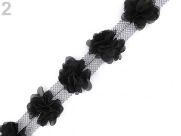 Prýmek květ na tylu šíře 40 mm