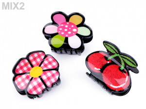 Skřipec do vlasů květ, jahoda, třešně, pusa