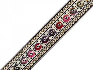 Prýmek / vzorovka s flitry šíře 45 mm, imitace sametu