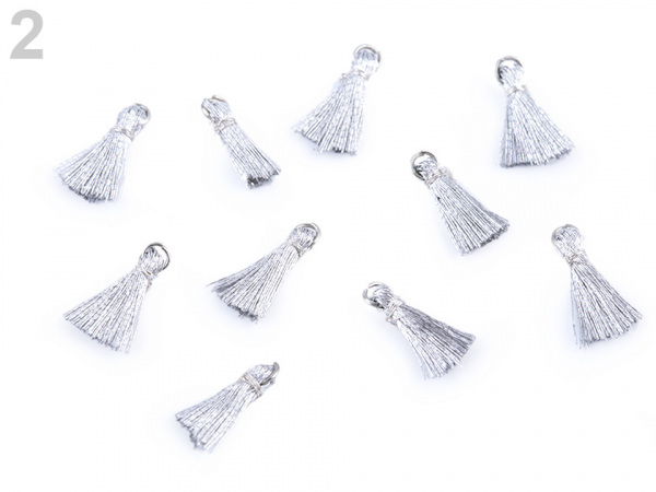 Mini střapec s očkem délka 12 mm s lurexem