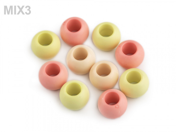 Plastové korálky s velkým průvlekem 11x14 mm