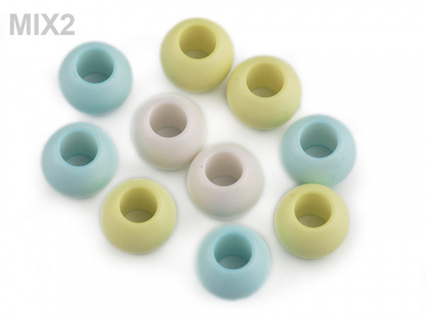 Plastové korálky s velkým průvlekem 11x14 mm