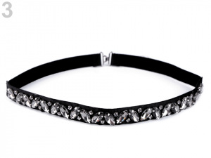 Pružný pásek s broušenými kameny šíře 2 cm