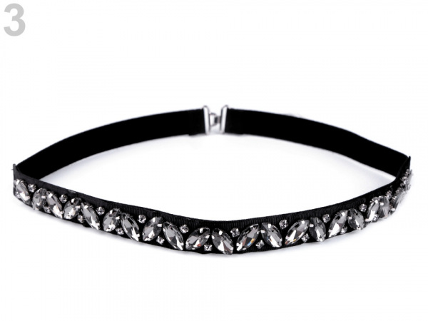 Pružný pásek s broušenými kameny šíře 2 cm