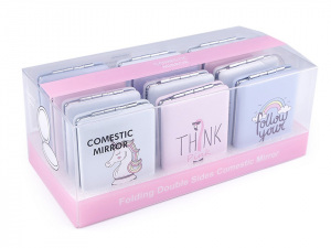 Kosmetické zrcátko jednorožec, duha, plameňák, srdce