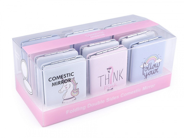 Kosmetické zrcátko jednorožec, duha, plameňák, srdce