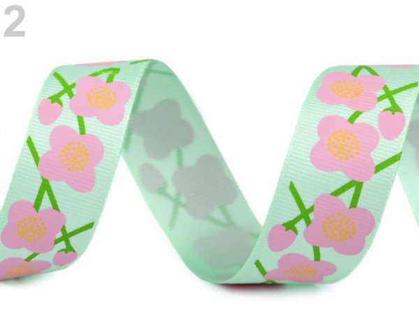 Rypsová stuha květy šíře 26 mm