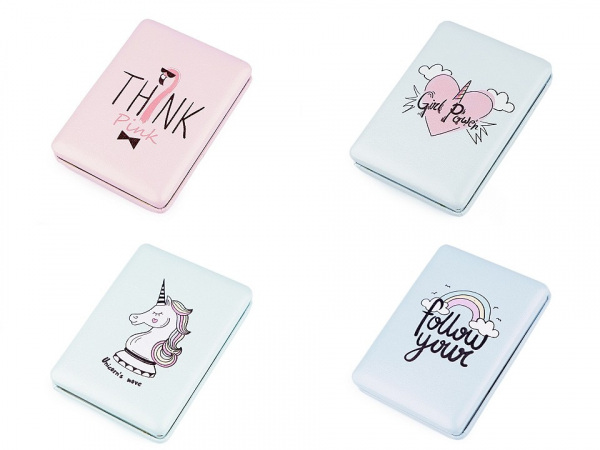 Kosmetické zrcátko jednorožec, duha, plameňák, srdce