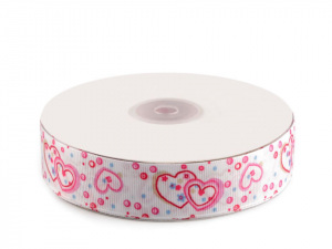 Rypsová stuha / lampas šíře 25 mm srdce