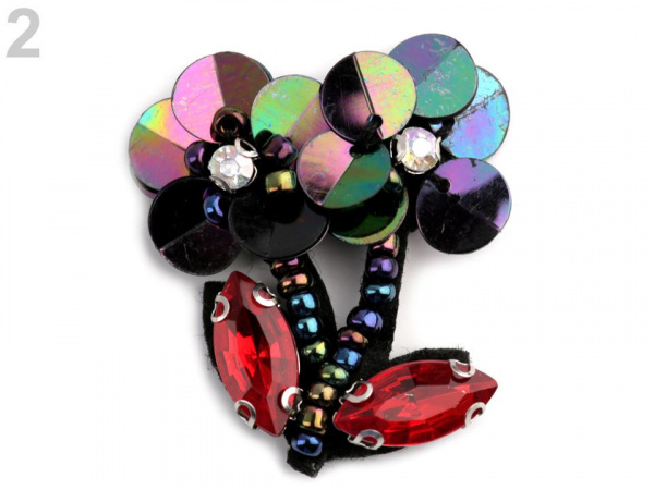 Aplikace květy s flitry a korálky