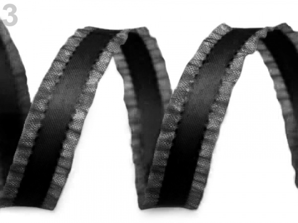 Saténový prýmek s volánkem / stuha šíře 16 mm